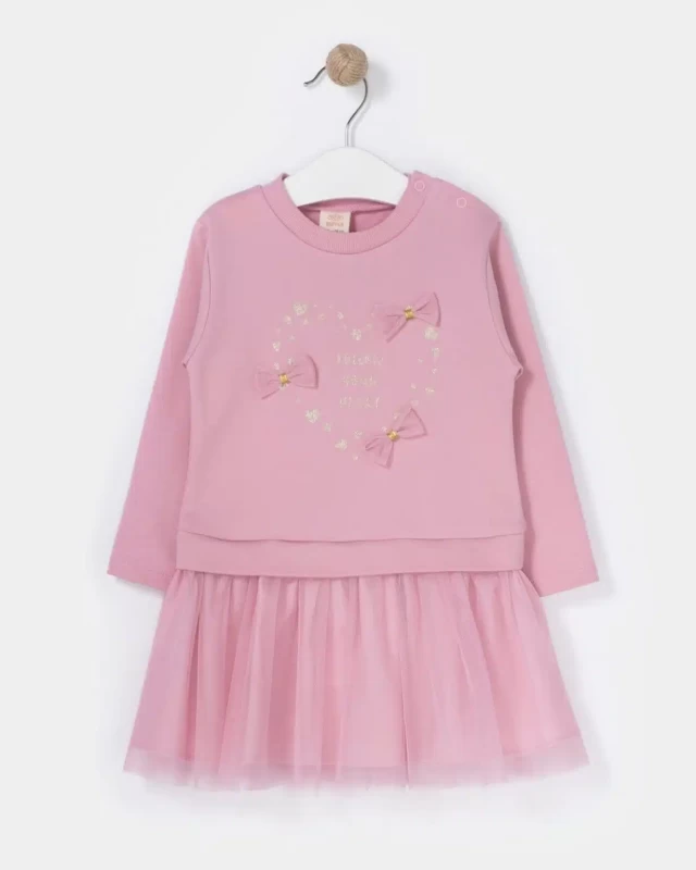 Baby Girls Glitter Heart Net Dress (9-24M)