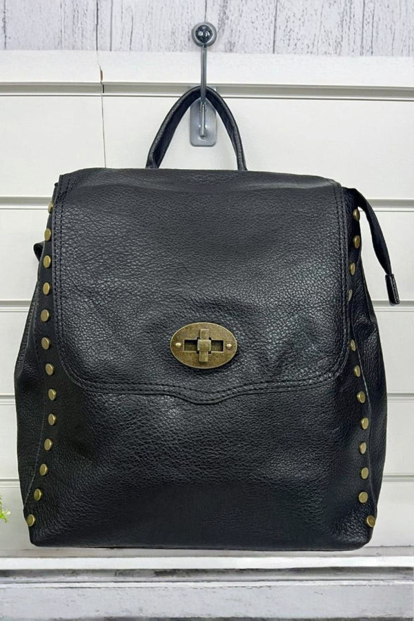 Twist Lock Studded Edge Backpack Bag