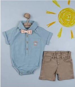 Baby Boys Bow Tie, Romper Shirt & Shorts Set (6-24M)