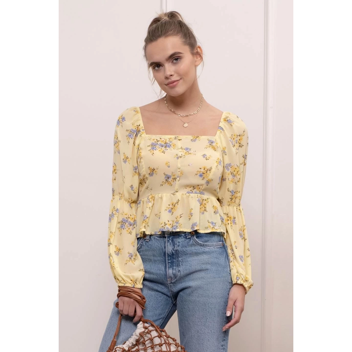 FLORAL PUFF SLEEVE TOP
