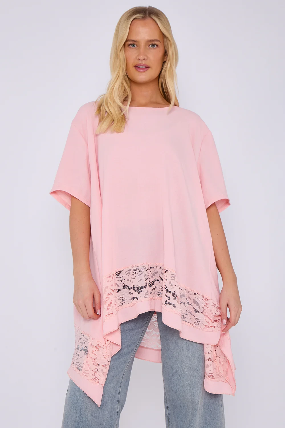 OVERSIZED LACE TRIM BLOUSE