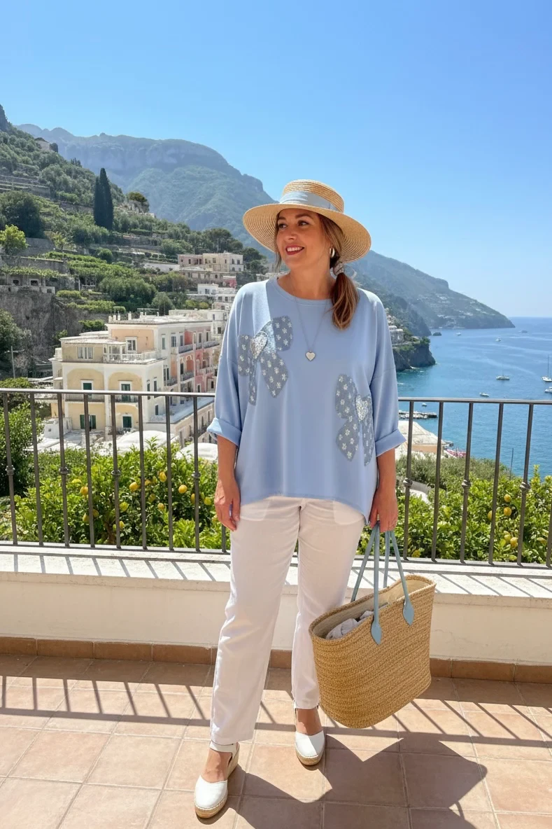 SEQUIN BOW PATCH SWEAT SHIRT