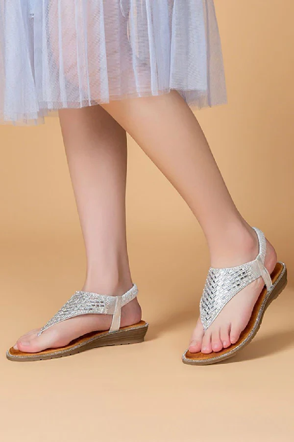 Embellished Elasticated Strap Sandal