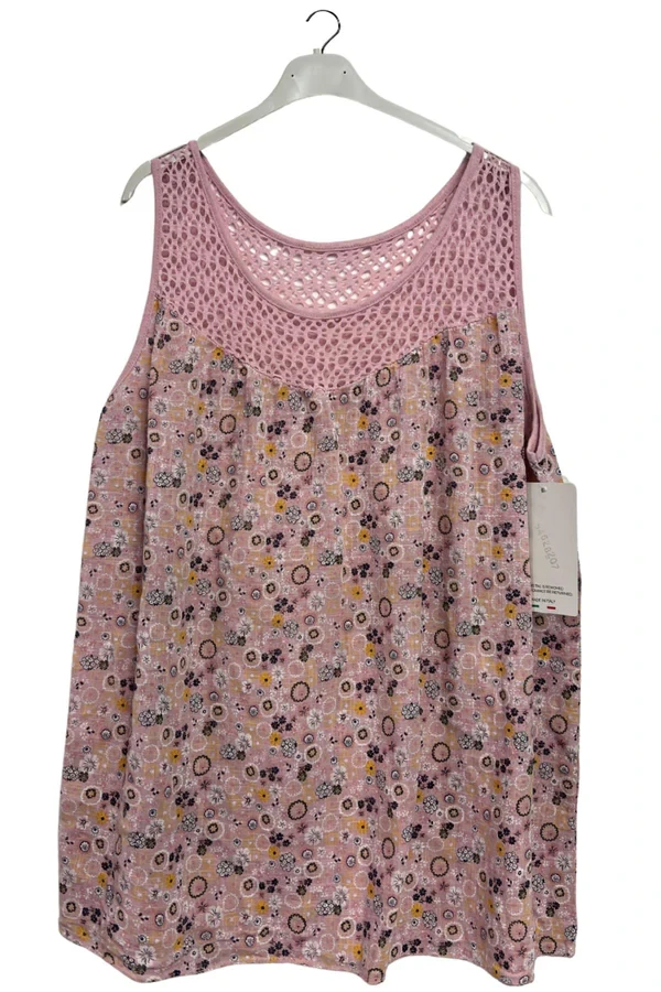 Floral Medallion print Open Crochet Detailing Cotton Top