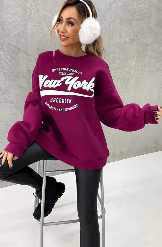 KELLY OVERSIZED 'NY' PRINTED JUMPER SWEATSHIRT