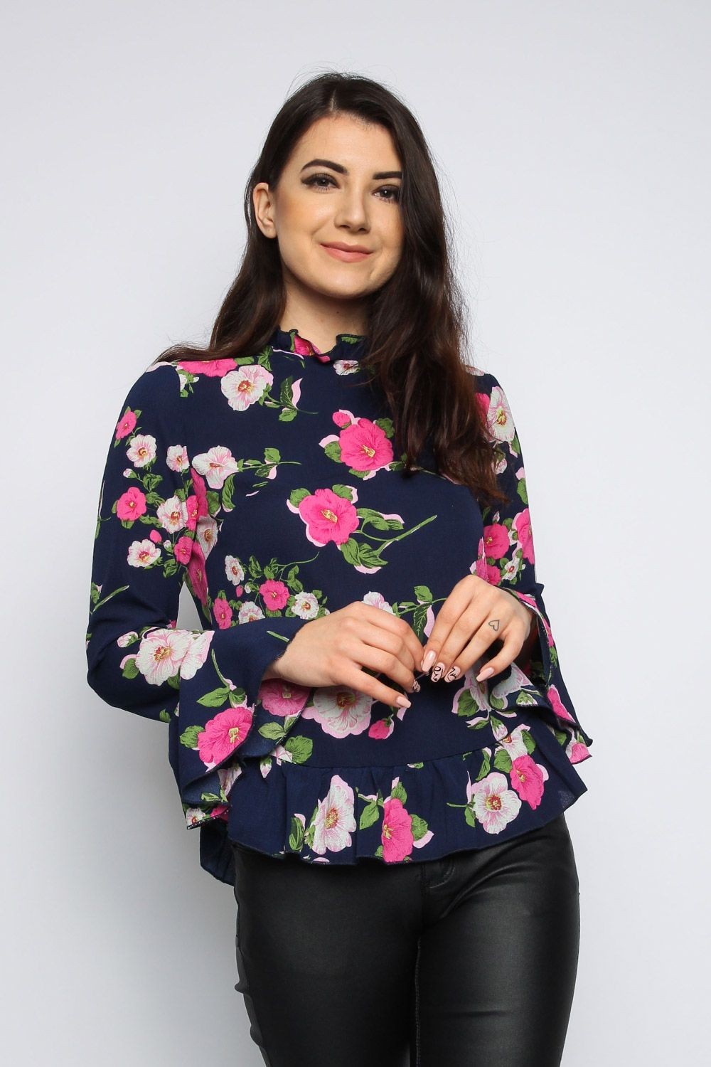 Frill Floral Crepe Top