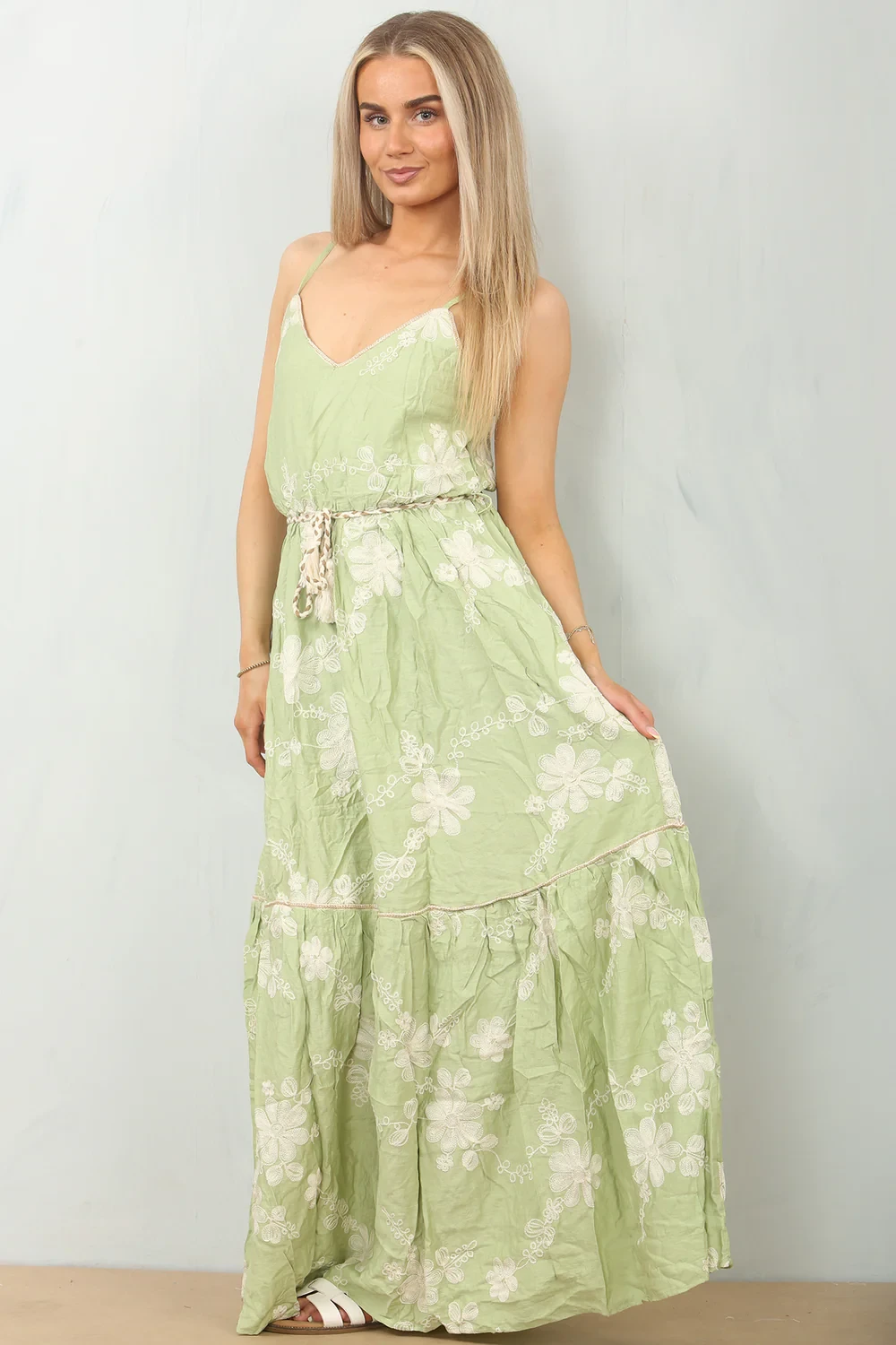 CAMI EMBROIDERED TIEUP MAXI