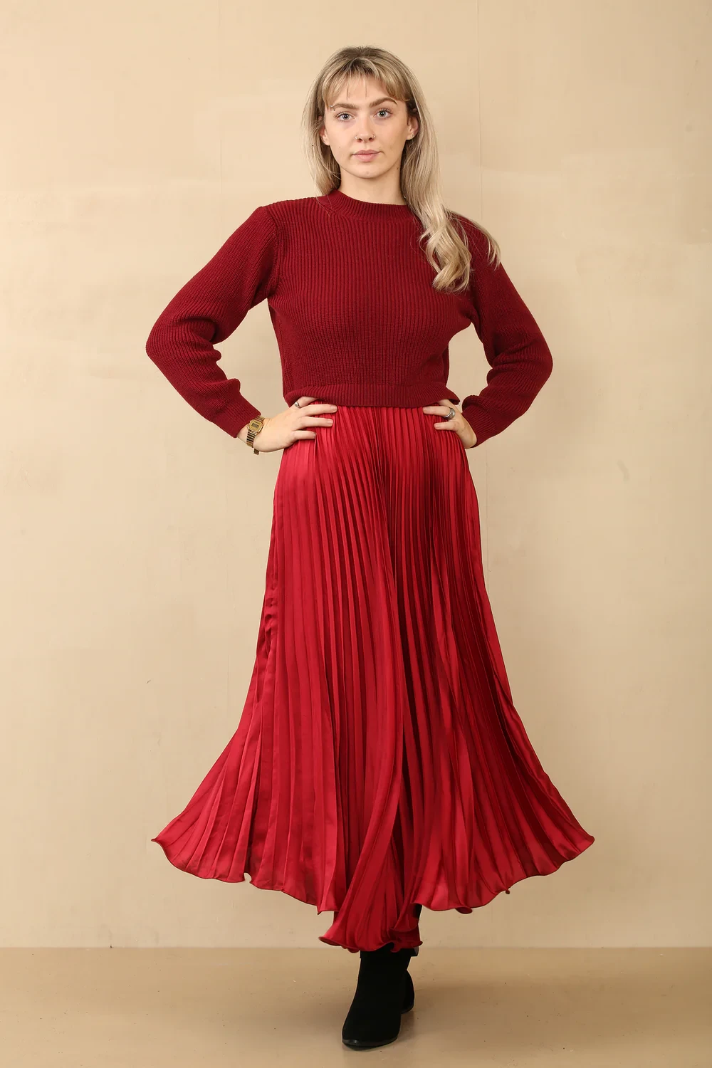 ADRIAN PLEATED BOTTOM JUMPER DRESS