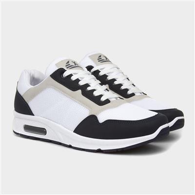 Mens Lace Up Trainer in White & Navy