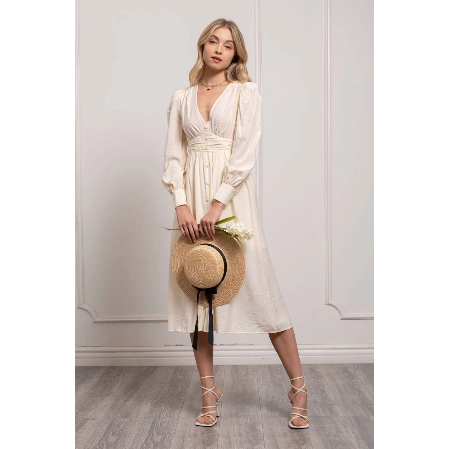 BUTTON UP MIDI DRESS