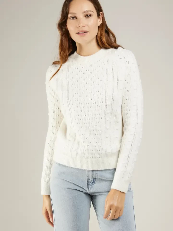 Prissie - Openwork Knit Sweater with Balls