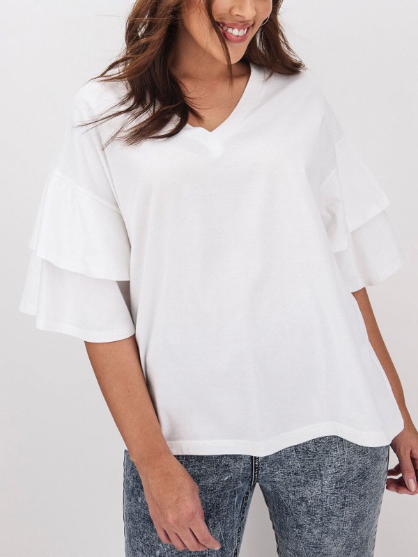 Oversized Frill Sleeve T-Shirt