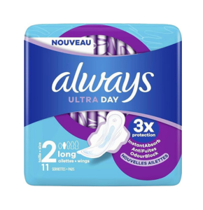 Always Ultra Day Sanitary Towels with Wings | Size 2 | Long | 22 Pads