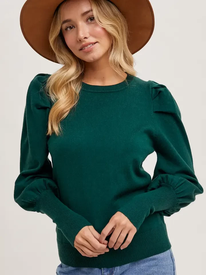 Bubble Sleeved Sweater Knit Top