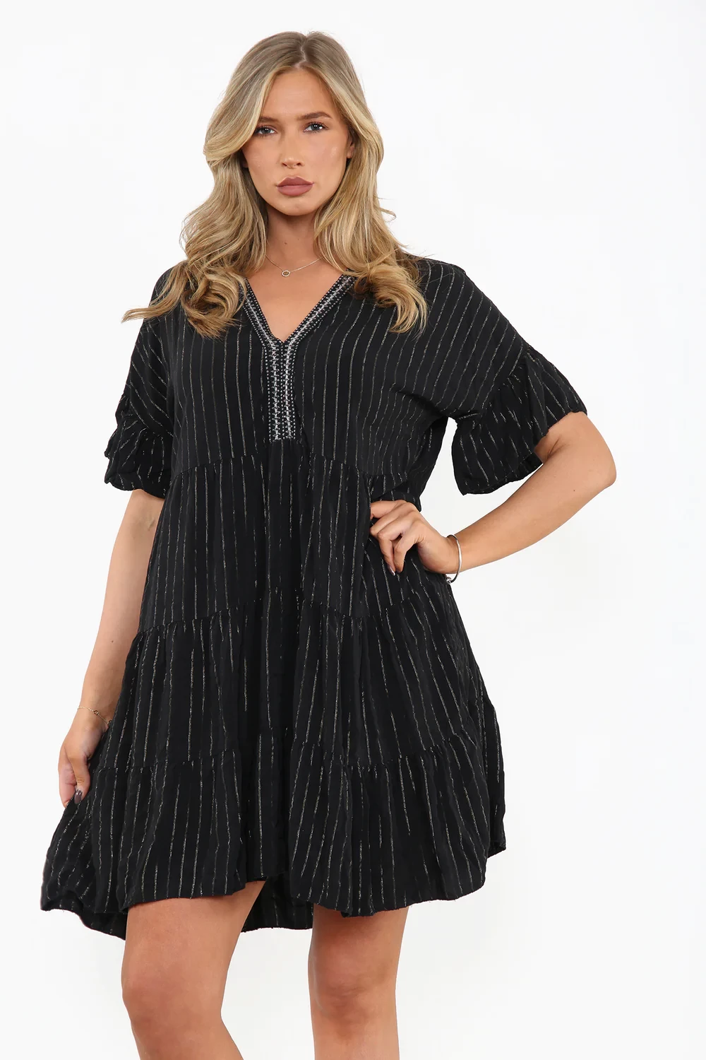 OVERSIZED STRIPED SMOCK DRESS