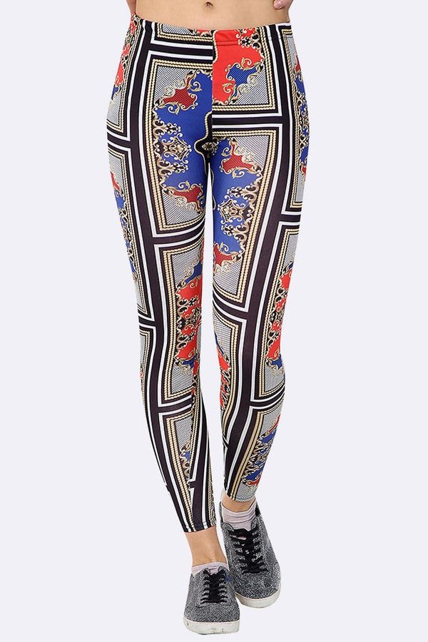 Floral Frame Print Full Length Leggings