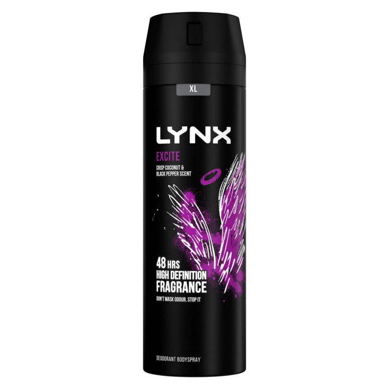 Lynx Excite Crisp Coconut and Black Pepper Scent Men's Deodorant Body Spray 200ml
