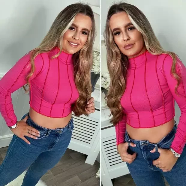 Fuschia high neck crop top