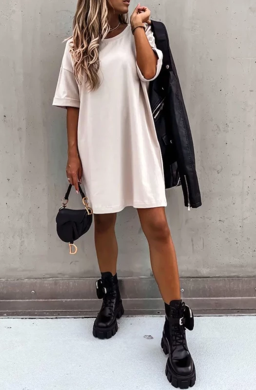 BECKIE OVERSIZED TUNIC T-SHIRT DRESS TOP