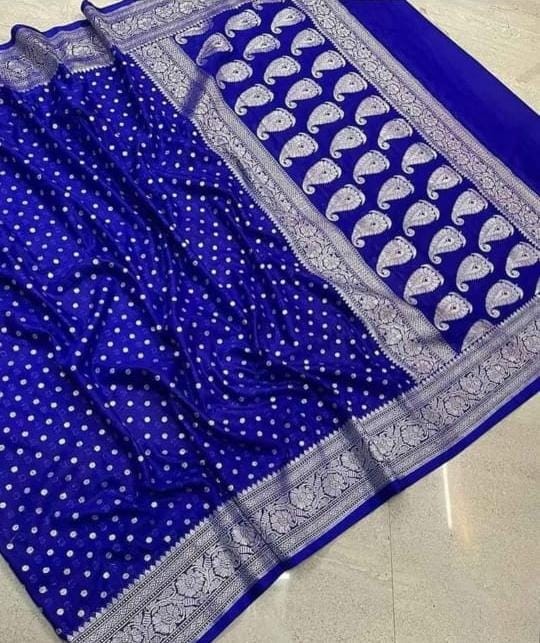 Banaarsi katan khaddi georget poor looking silwar zari fancy border fancy Colors full body 2day fancy saree contrast rich pal