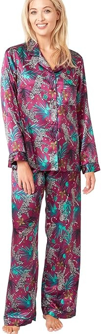 Ladies Jungle Cheetah Print Long Sleeve Pyjamas by Indigo Sky