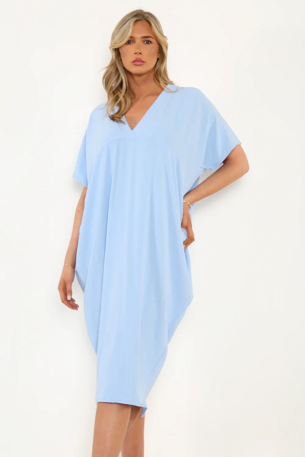 CAP SLEEVE OVERSIZED TUNIC DRESS