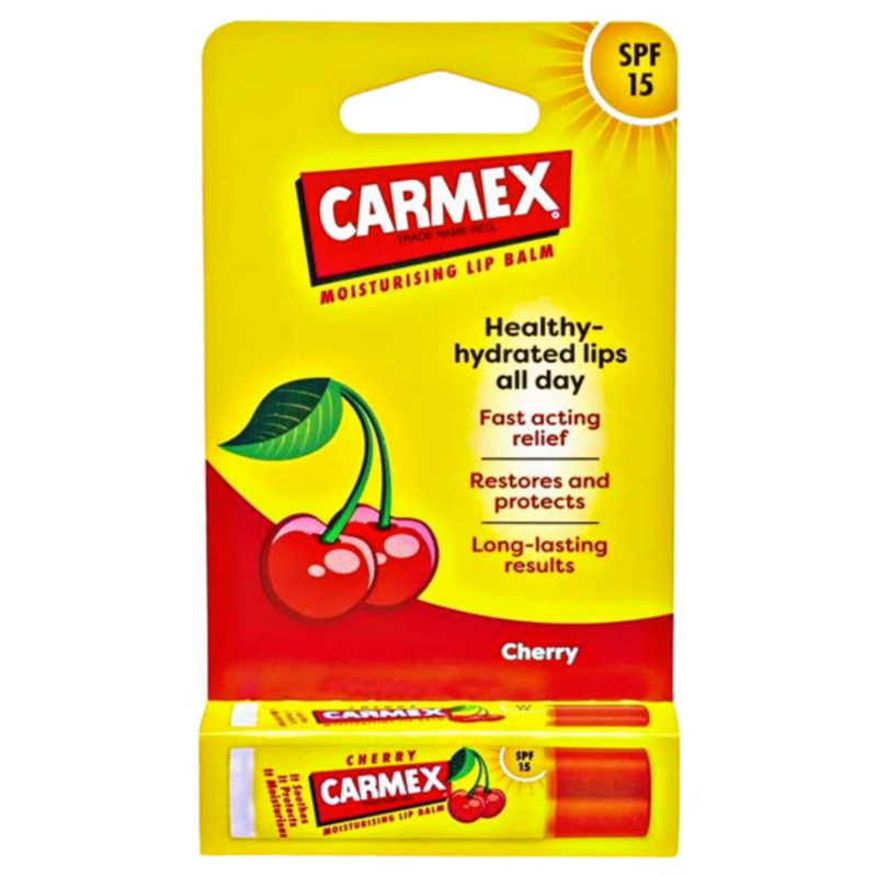 Carmex SPF 15 Cherry Flavour Moisturising Lip Balm Fast Action Relief 4.25g