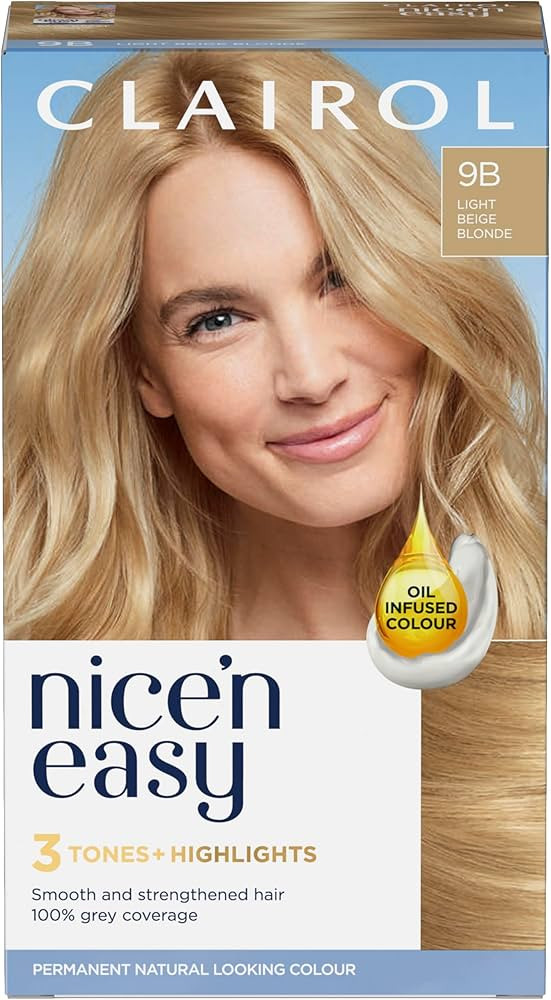 Clairol Nice'n Easy Crème Natural Looking Oil-Infused Permanent Hair Dye Light Beige Blonde 9B