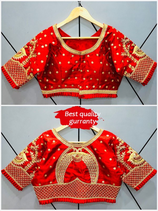 Heavy Embroidery Work Saree Blouse With Freel