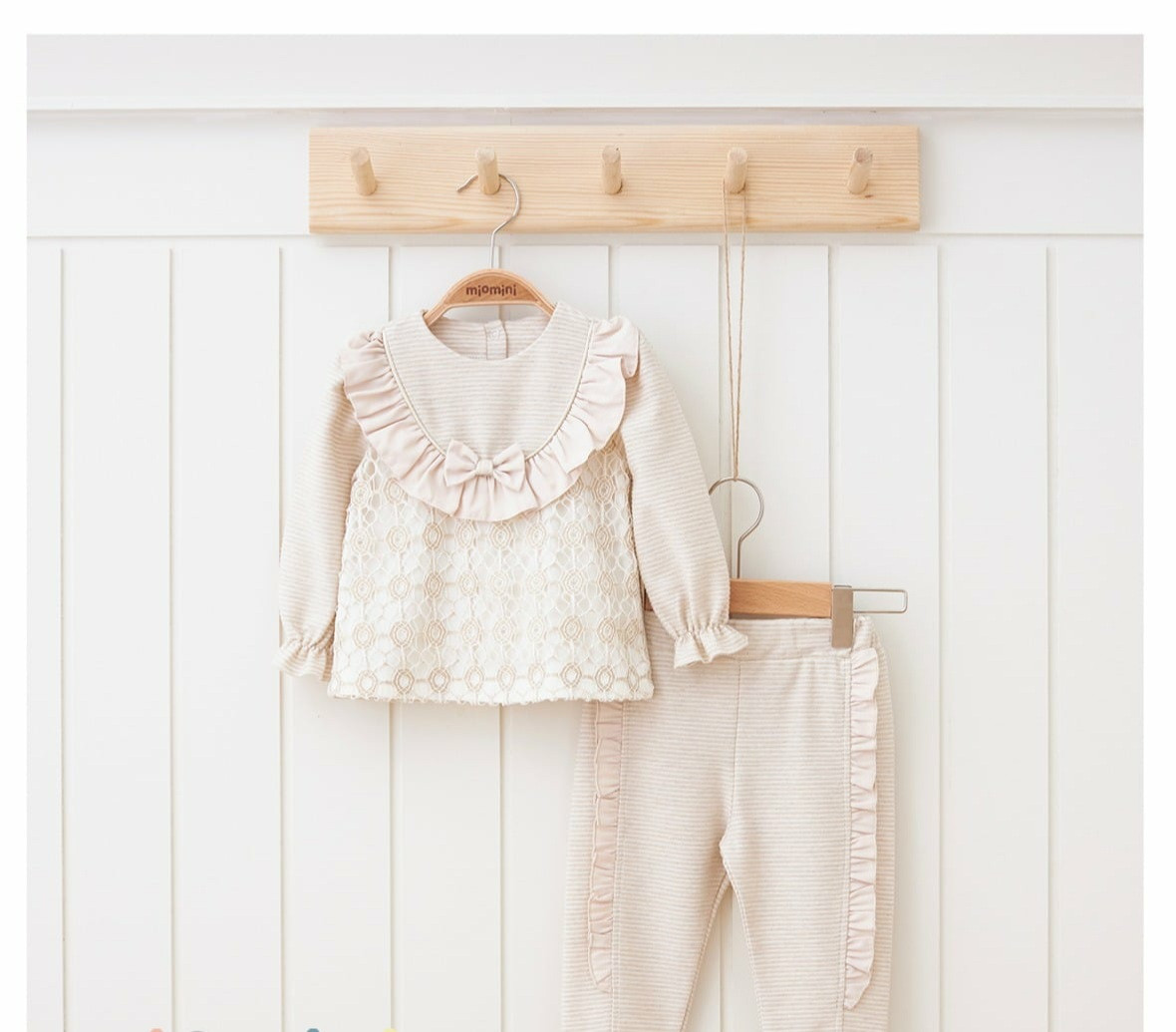 Baby Girls Two Piece Frilly Net Bow Spanish Set (6-24M