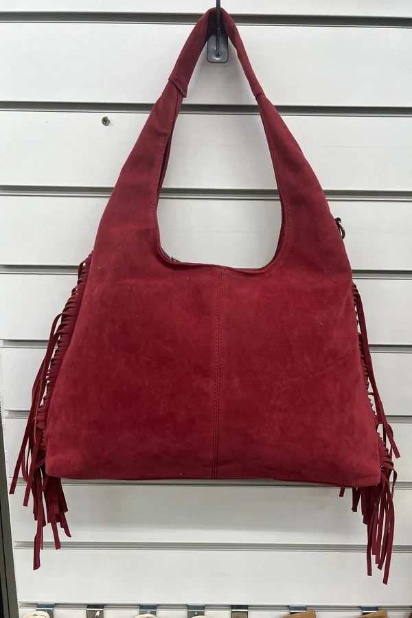Suede Fringe Detailing Shoulder Bag