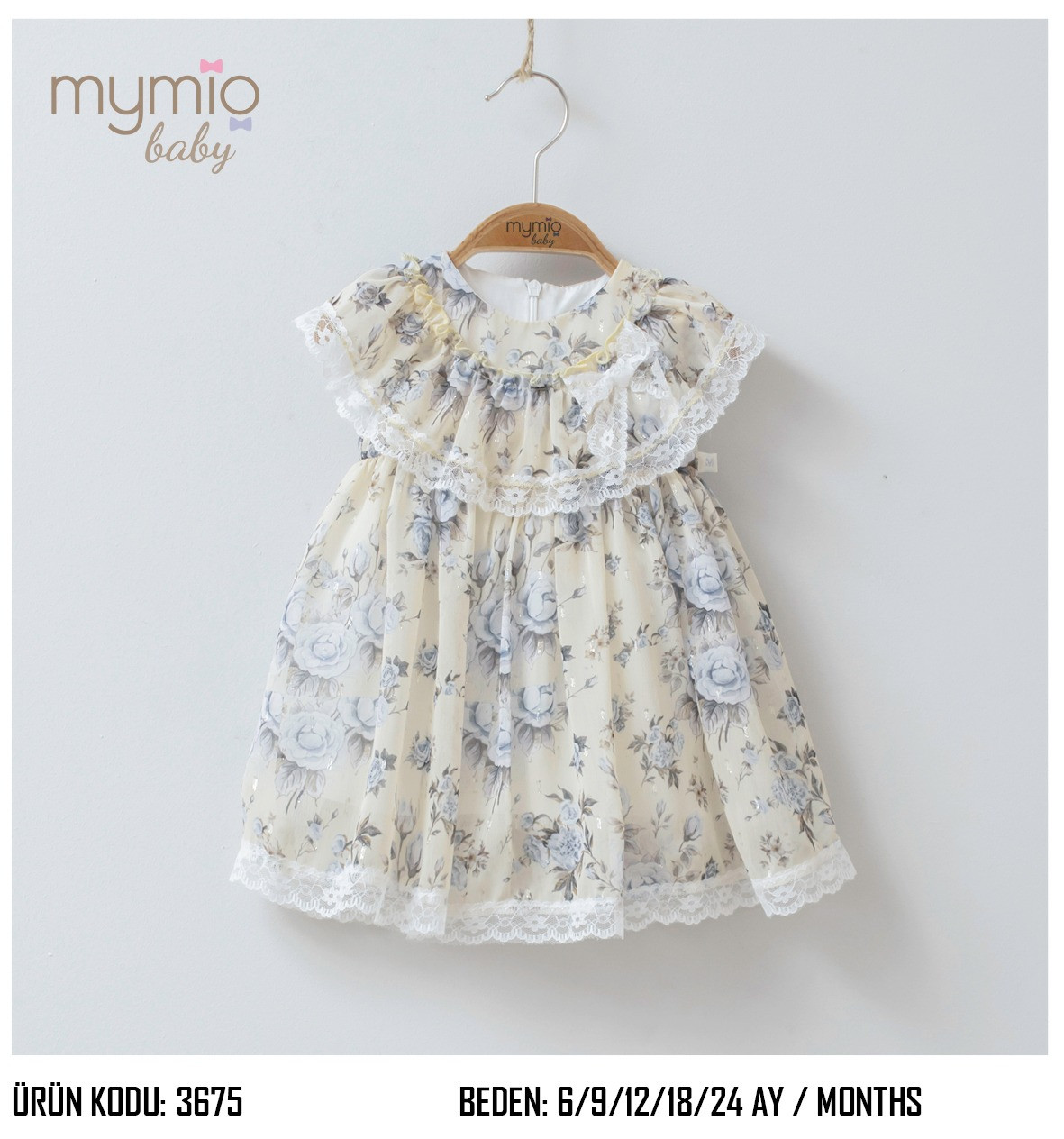 Baby Girls Floral Glitter Print Lace Spanish Dress (6-24M)