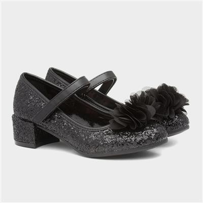 Lilley Sparkle Girls Glitter Party Shoe in Black