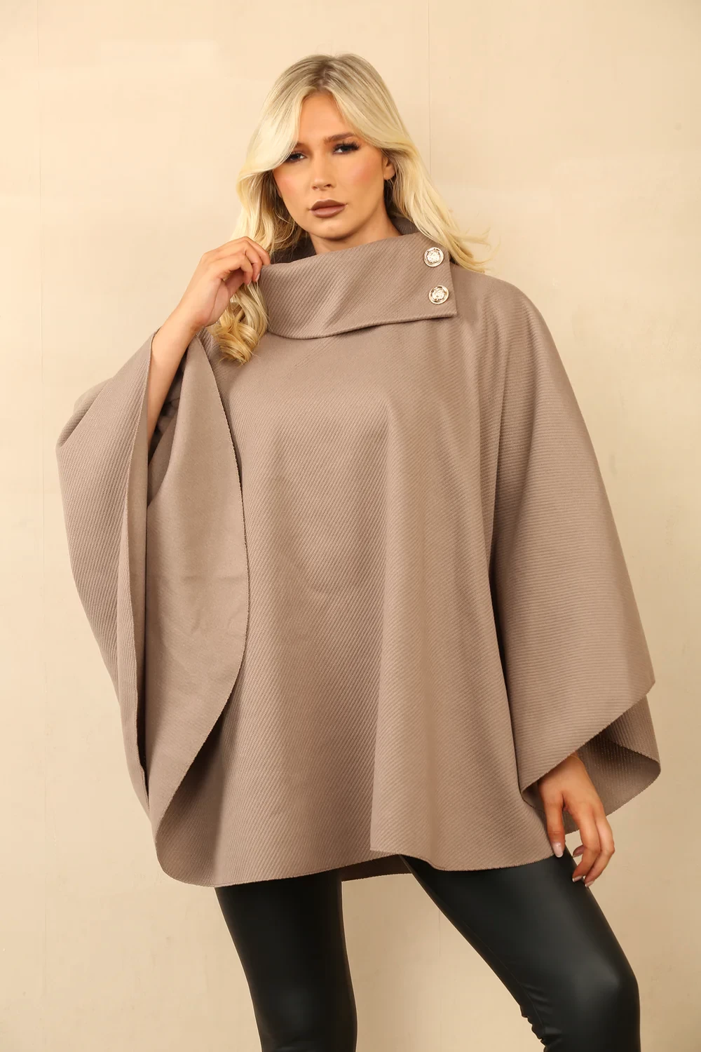BELLA GOLD BUTTON OVERSIZED CAPE