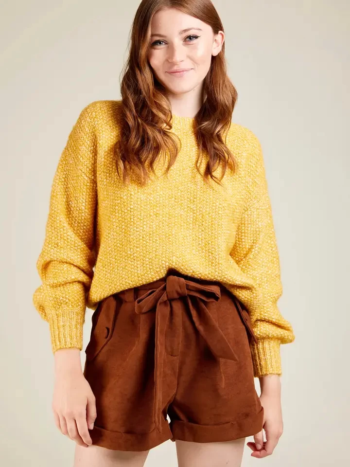 Prisca - Heathered Sweater with Balloon Sleeves