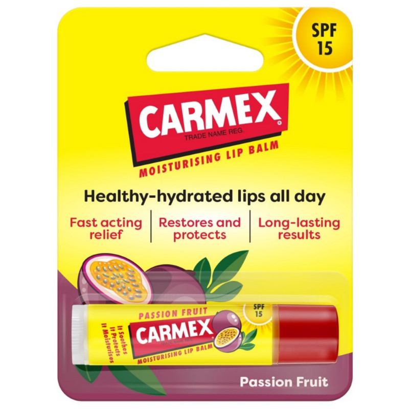 Carmex 15 SPF Passion Fruit Moisturising Lip Balm For Healthy Hydrated Lips 4.5g