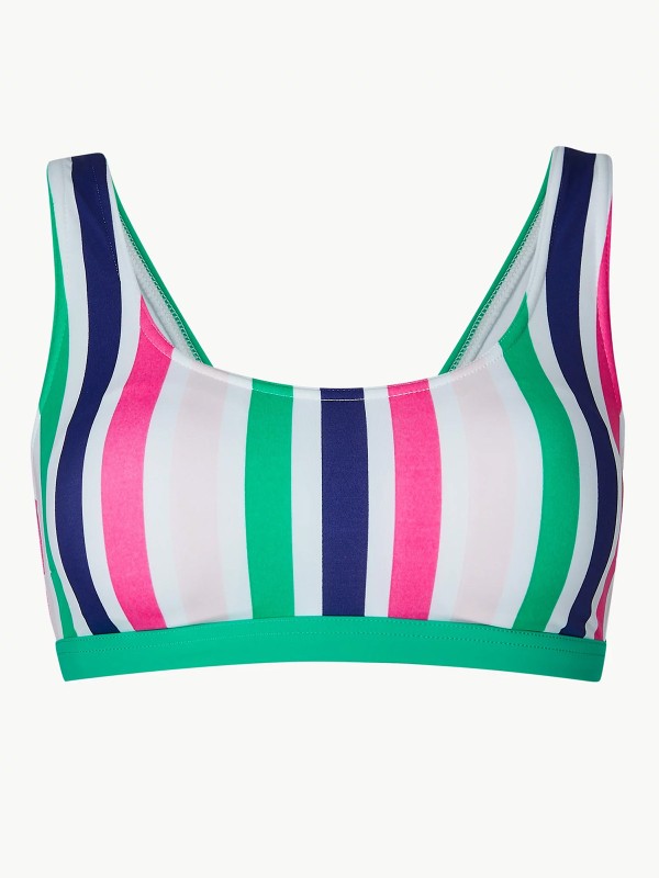 M&5 PINK Striped Scoop Neck Bikini Top - Plus Size 12 to 20