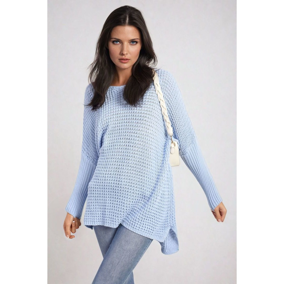BACK KNITTED LONG SLEEVE JUMPER