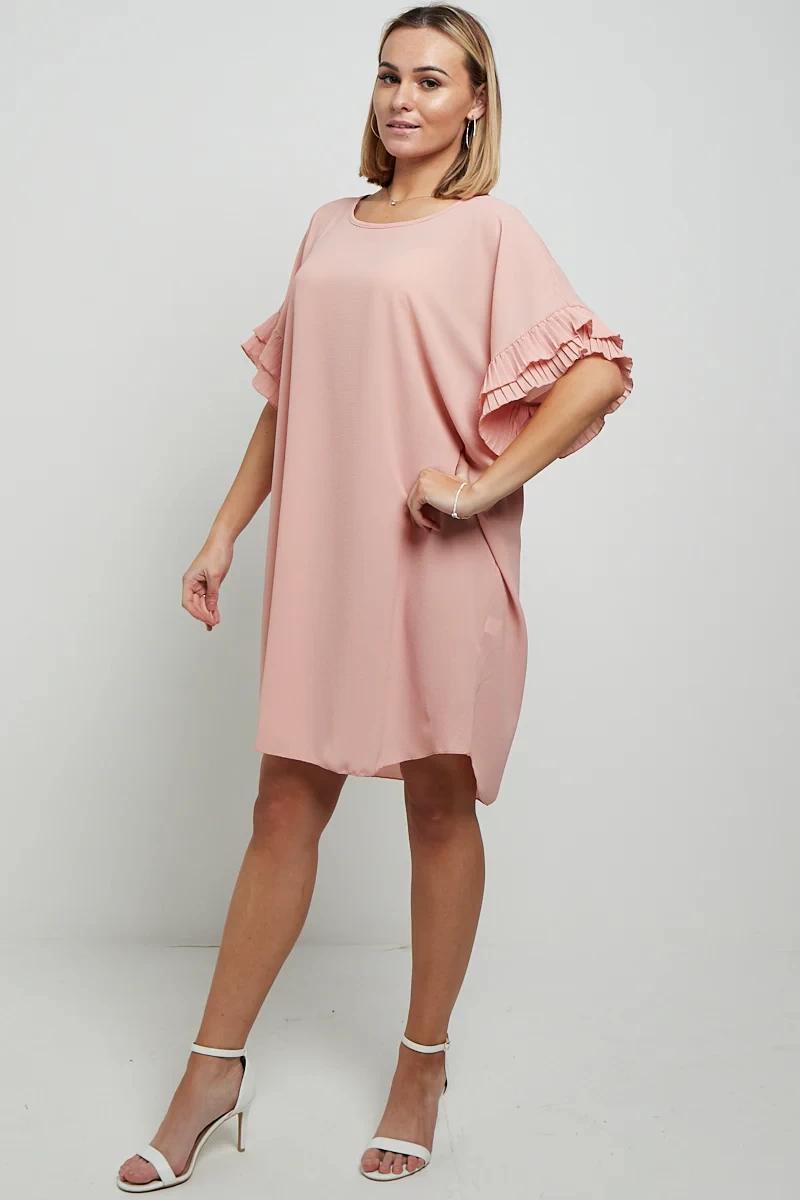 HEM PLEATED SLEEVE DRESS
