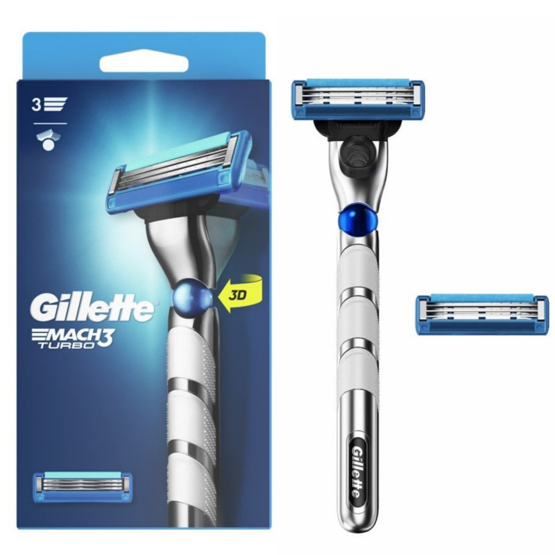Gillette Mach 3 Turbo Men's Disposable Razor With Triple Stainless Steel Blades