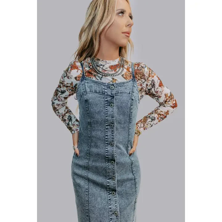 MK609 Denim Button Down Dress