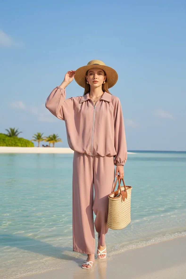 FRONT ZIP LONGSLEEVE LOUNGE SET