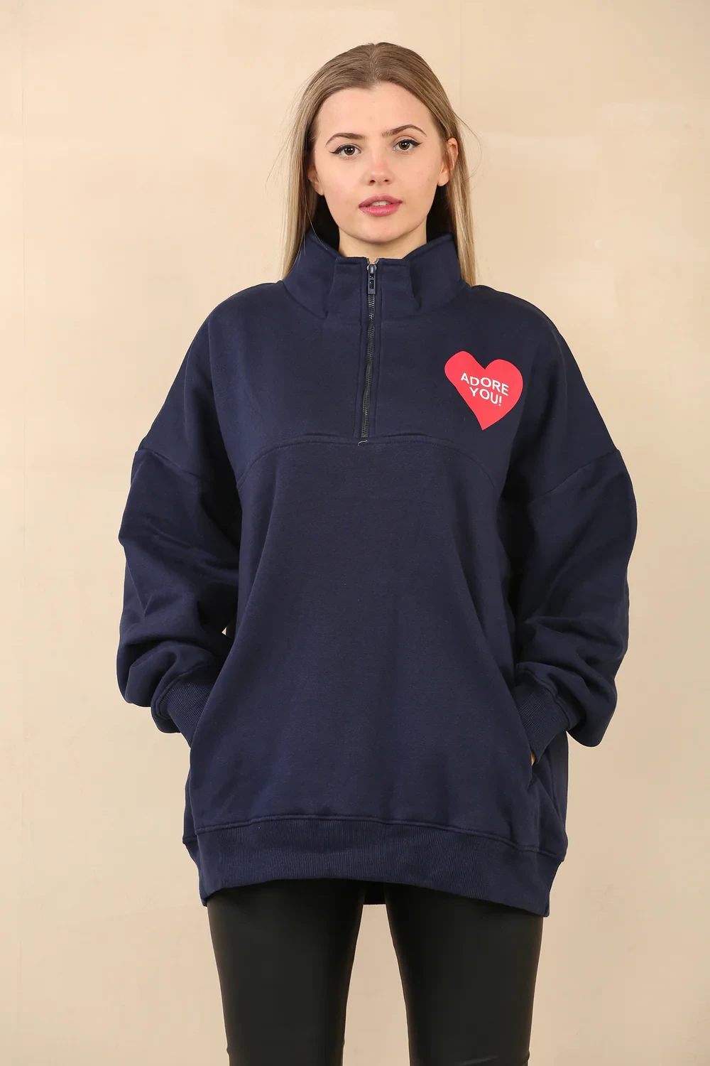 ANDREA SLOGAN ZIP SWEAT