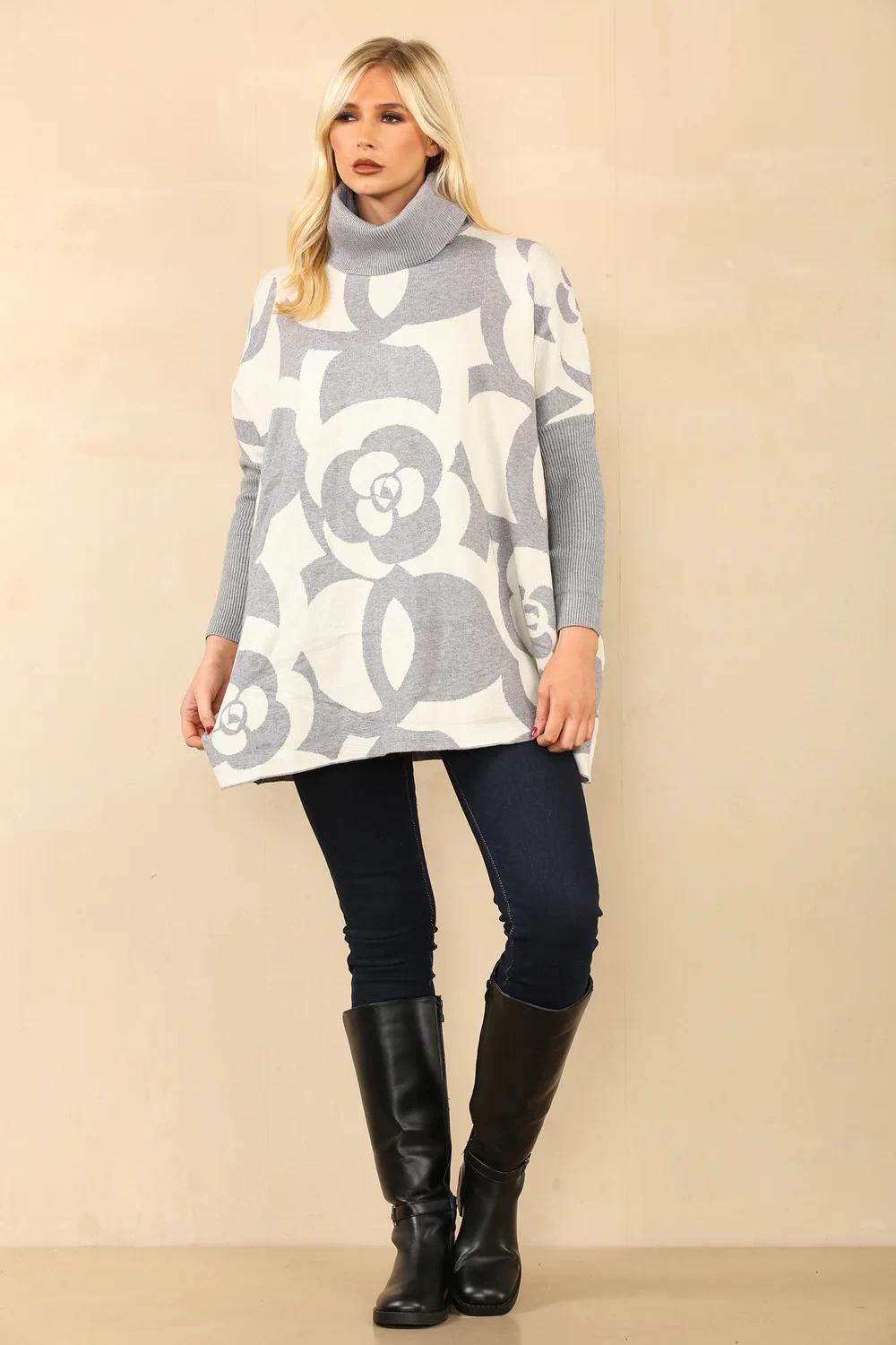 ELI PRINTED ROLLNECK OVERSIZED JUMPER