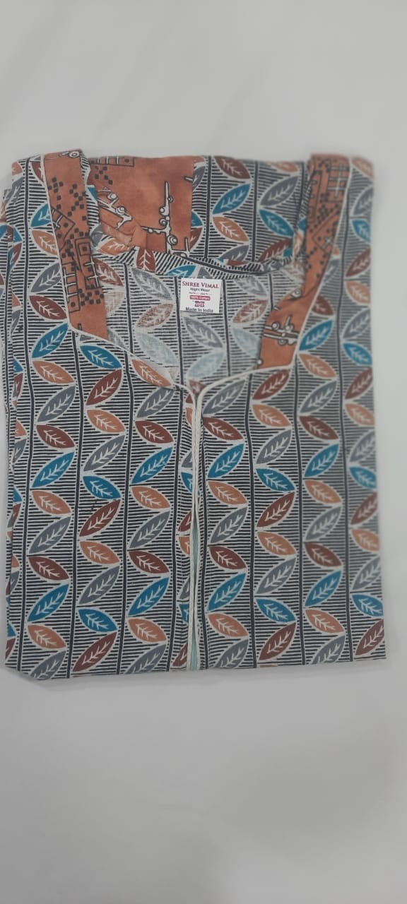 FRONT ZIP DESIGN COTTON NIGHTY