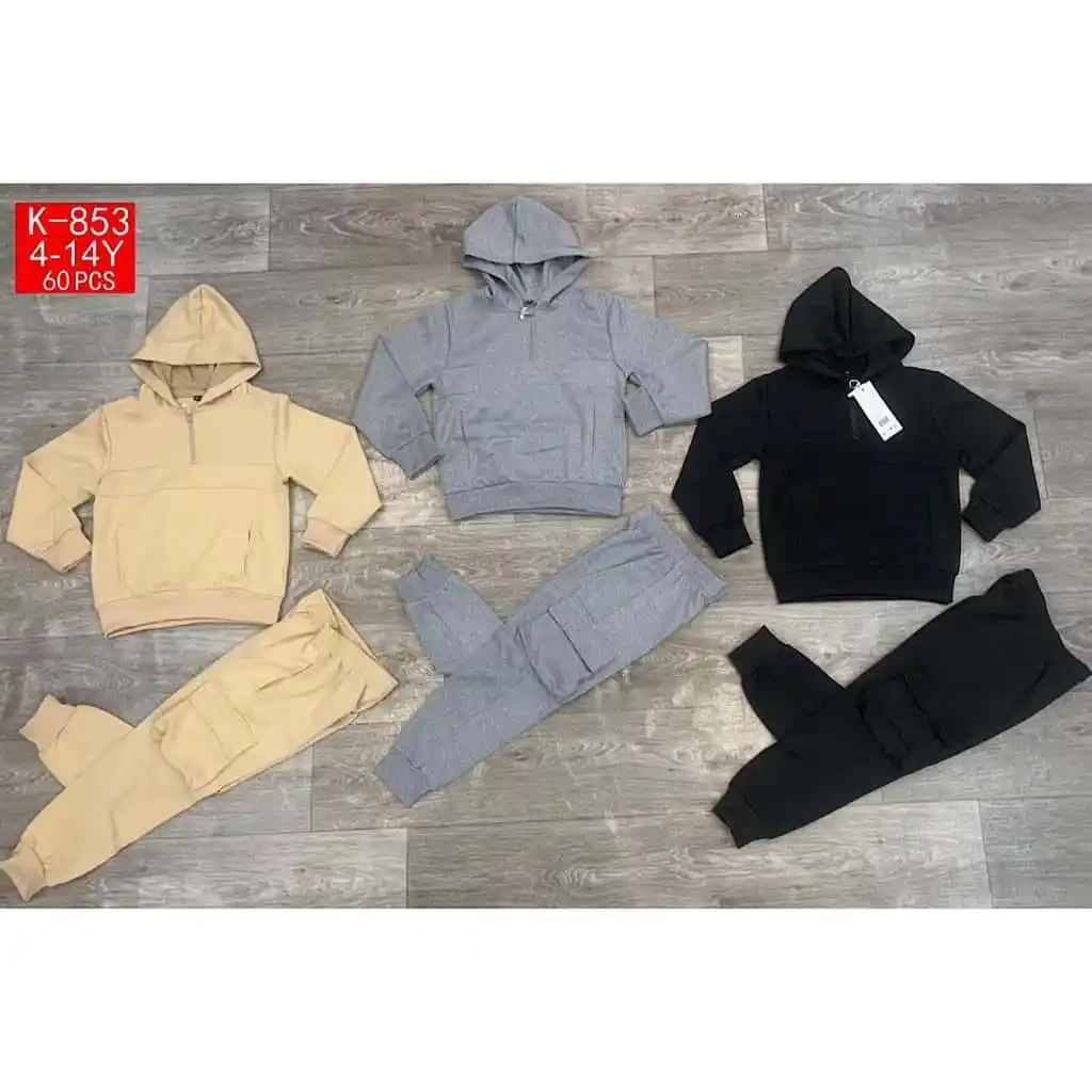 Boys Two Piece Plain Hooded Tracksuit (4-14Y)