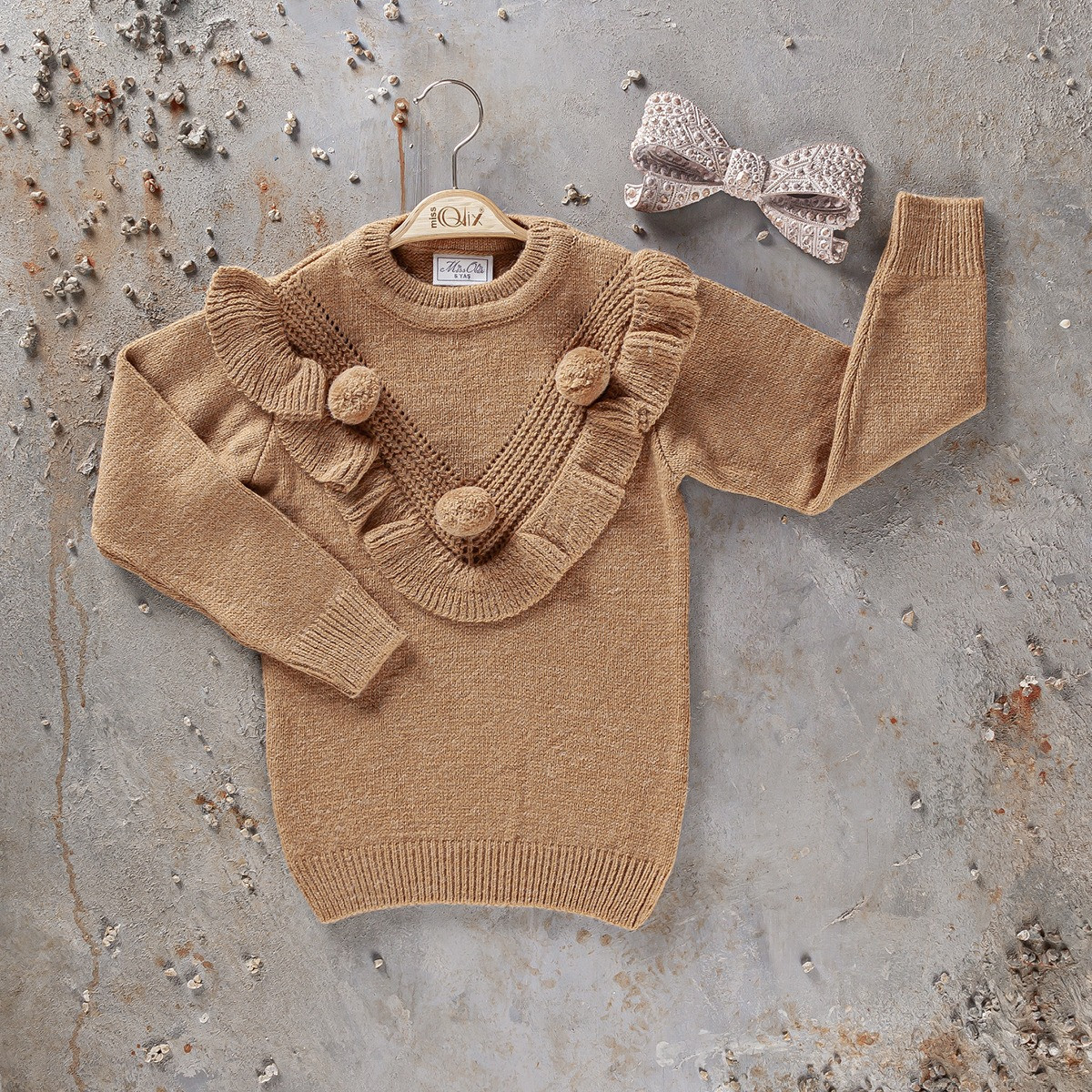 Girls Frilly Pom Pom Jumper (6-9Y)