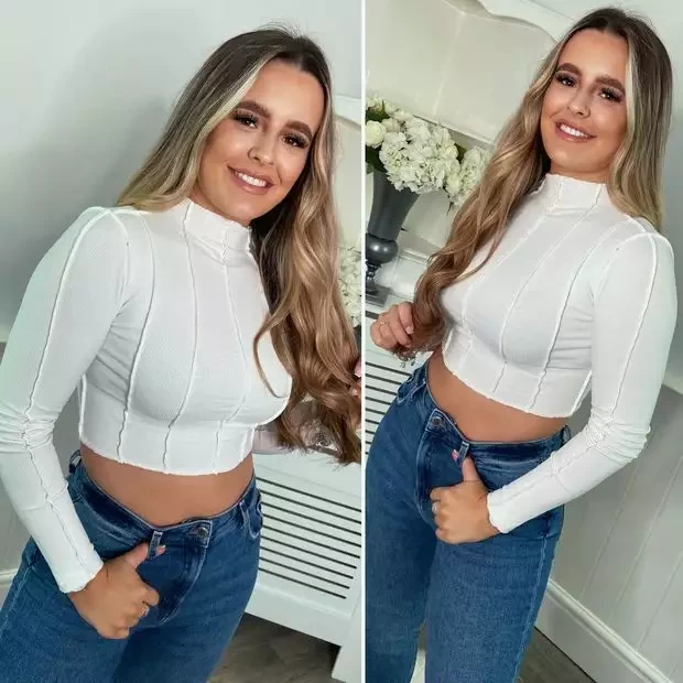 White high neck crop top
