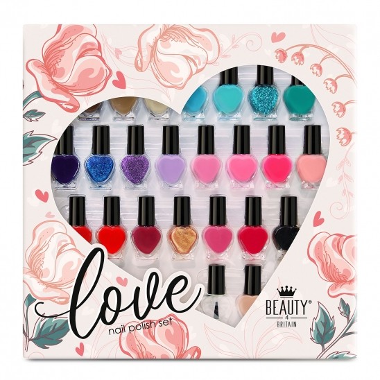LOVE HEART NAIL POLISH SET TRENDY COLOURS