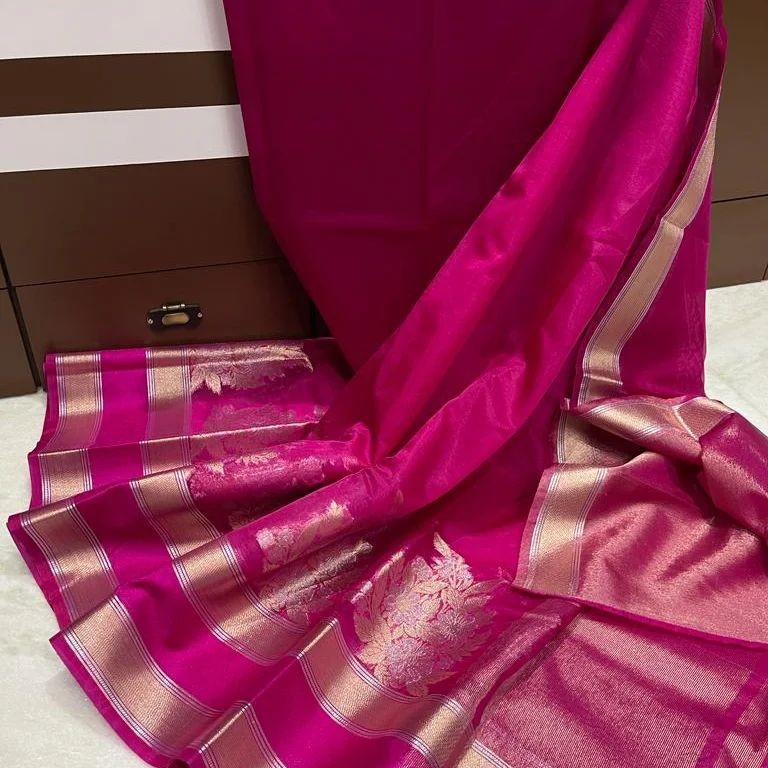 Banarasi soft Cora Orgenza dybl Silk zari wasket silk saree